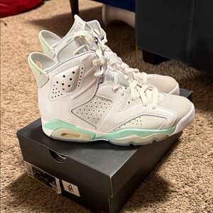 White and Mint High-Top Sneakers